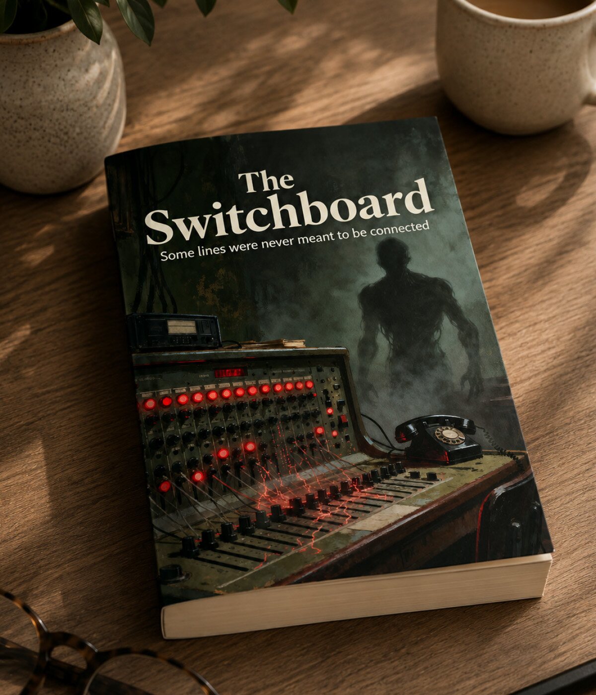 The Switchboard book cover displayed on a wooden table